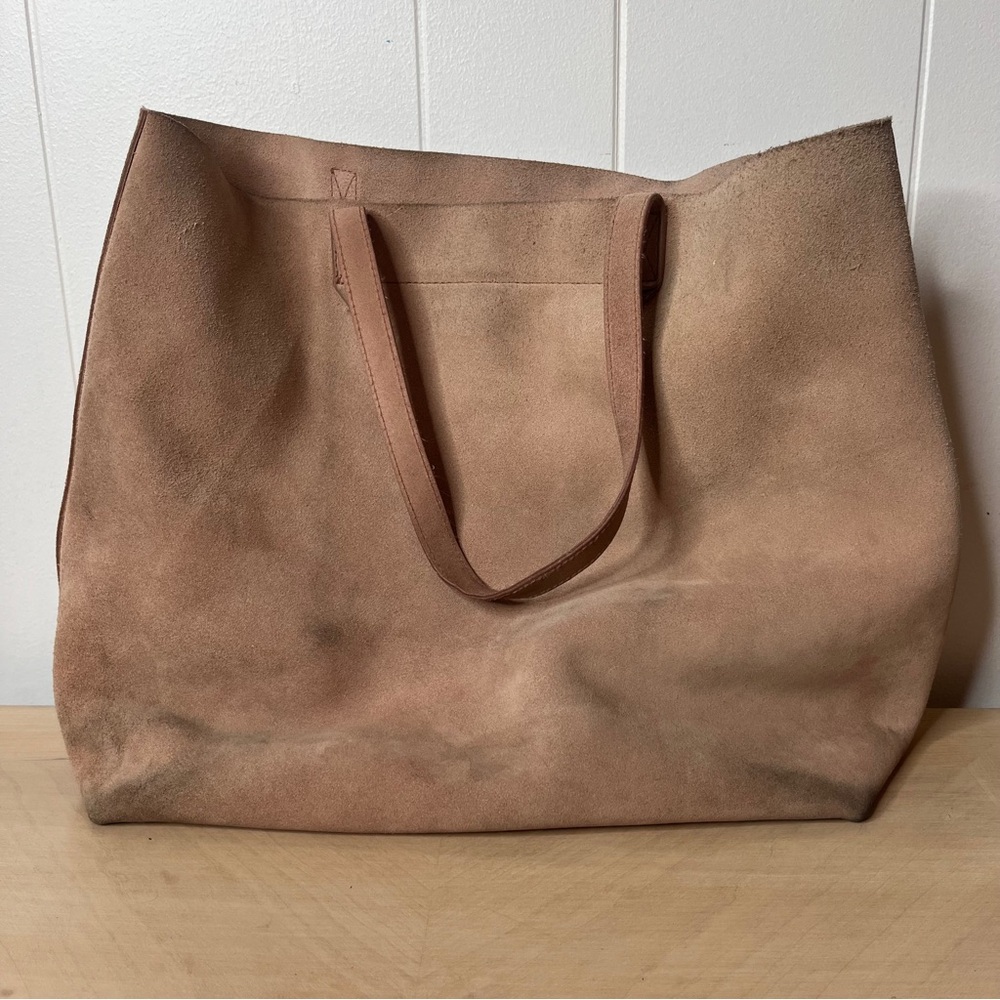 Madewell Transport Tote beige brushed leather *worn* - Picture 2 of 15